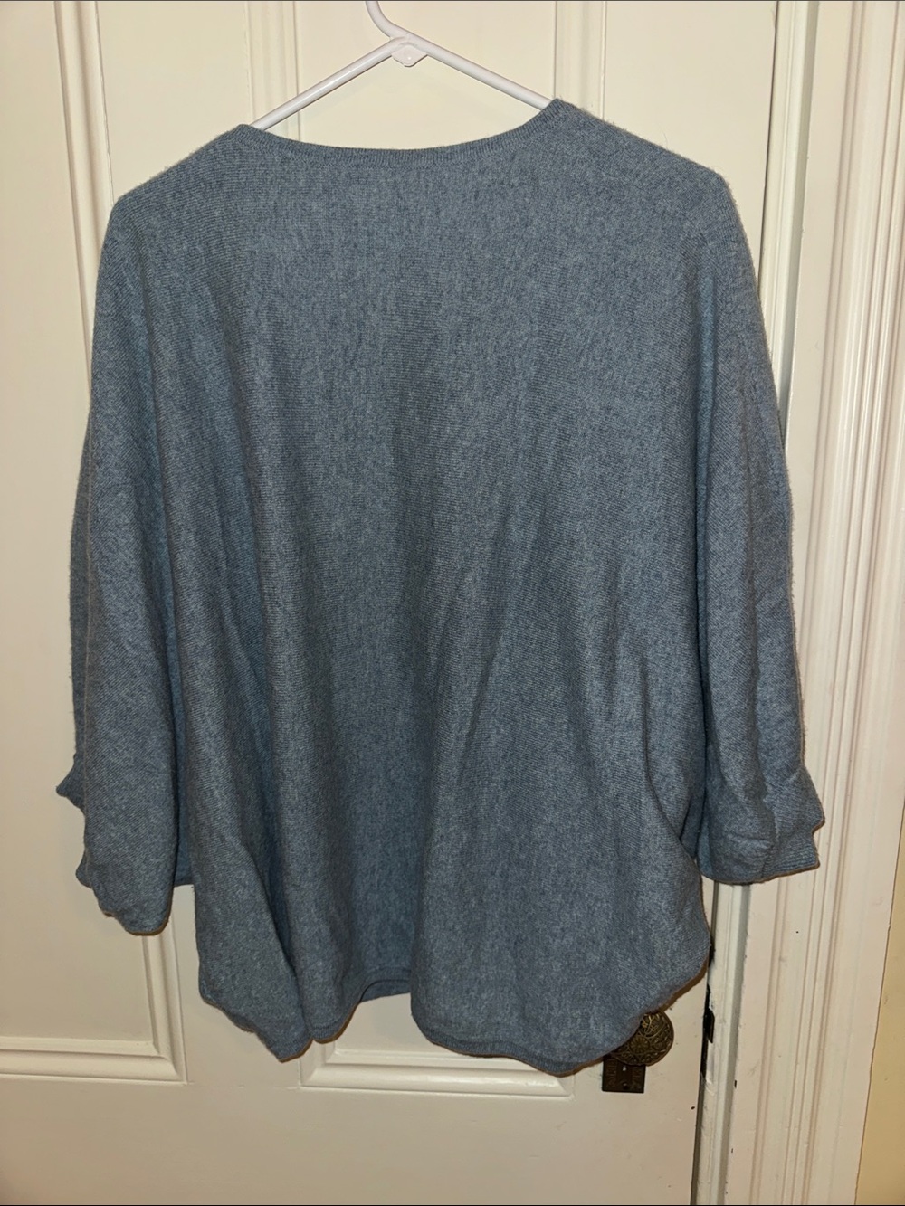 Garnet Hill Blue Cashmere Sweater Top - Round Neck - Picture 3 of 4